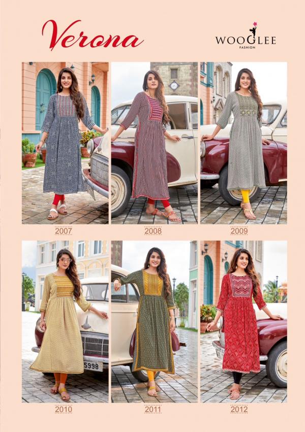 Wooglee Verona Fancy Wear Rayon Designer Kurti Collection